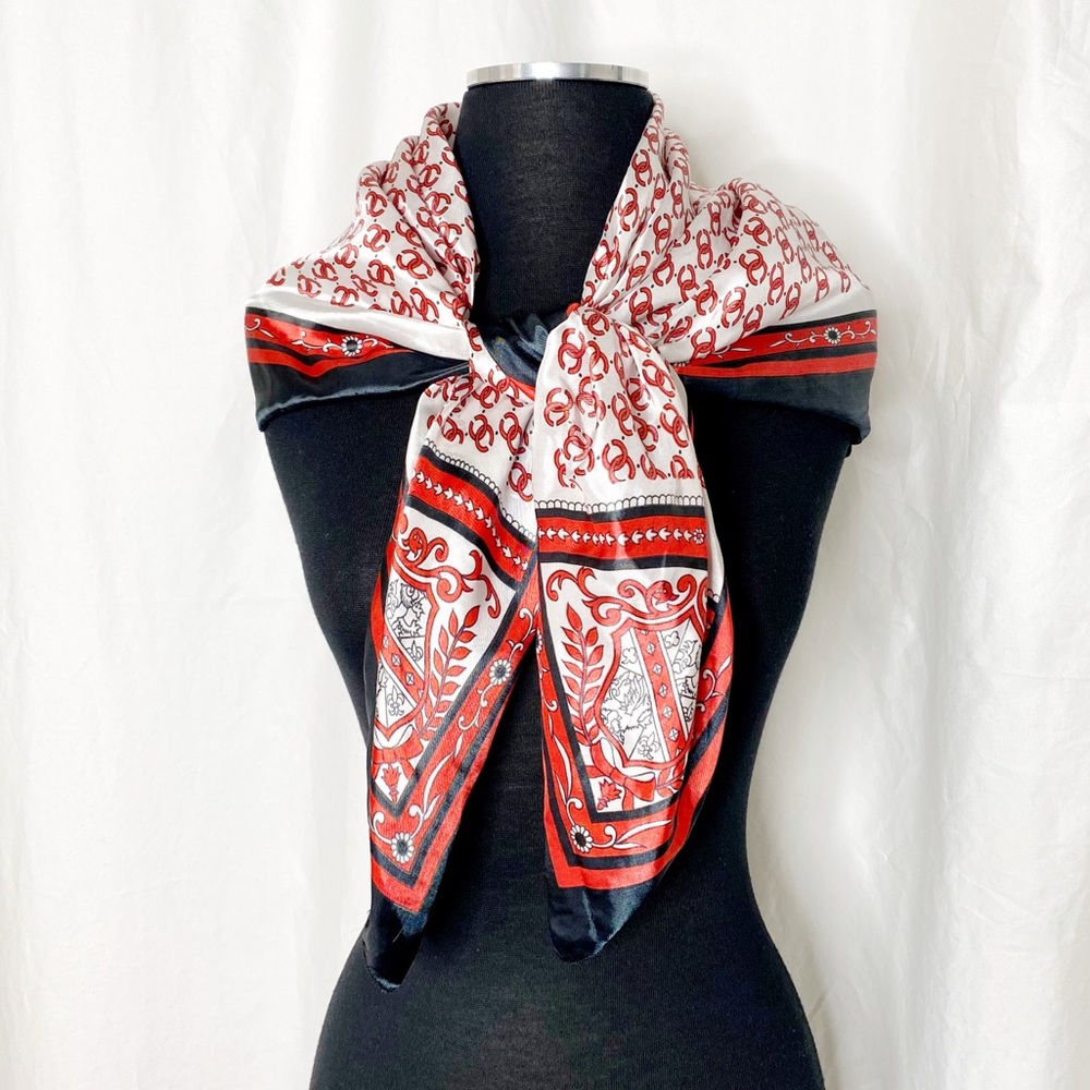 Black, white & red Satin Scarf